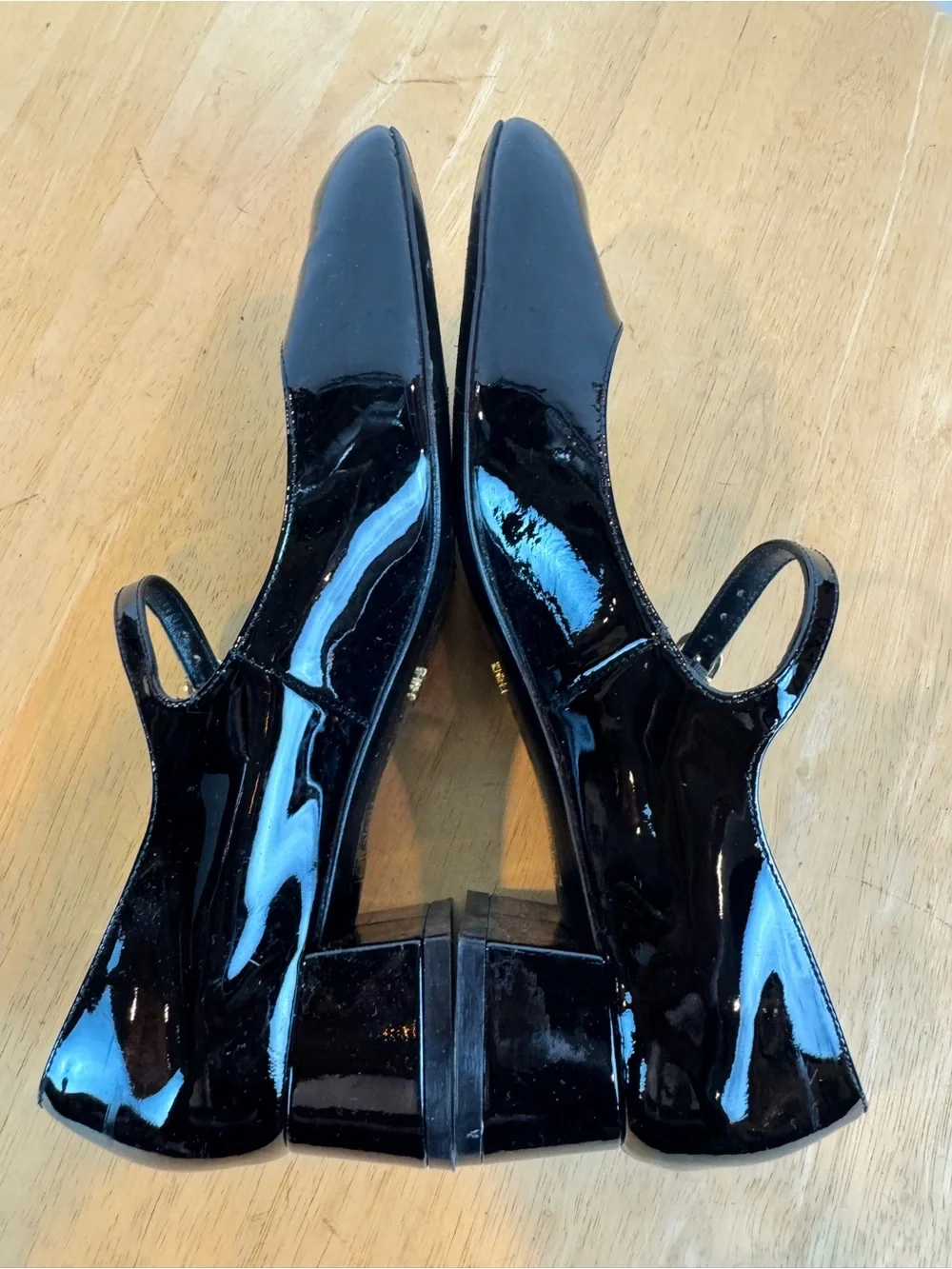 Stuart Weitzman Black Patent Leather Mary Jane Block Heel Shoe, 6.5